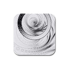 Enso, A Perfect Black And White Zen Fractal Circle Rubber Square Coaster (4 Pack)  by jayaprime