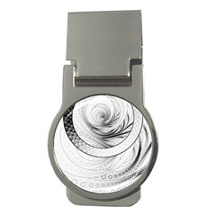 Enso, A Perfect Black And White Zen Fractal Circle Money Clips (round)  by jayaprime