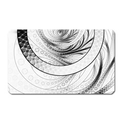 Enso, A Perfect Black And White Zen Fractal Circle Magnet (rectangular) by jayaprime