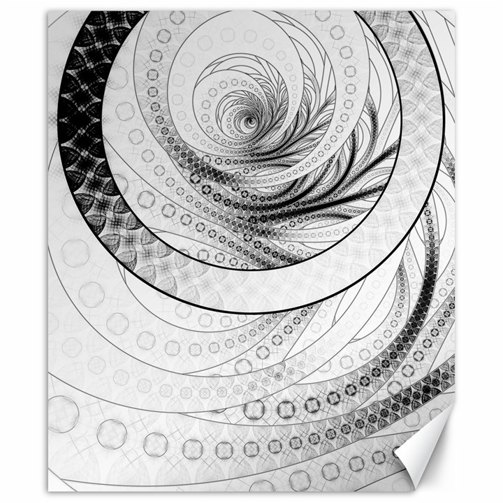 Enso, a Perfect Black and White Zen Fractal Circle Canvas 20  x 24  