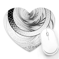 Enso, A Perfect Black And White Zen Fractal Circle Heart Mousepads by jayaprime