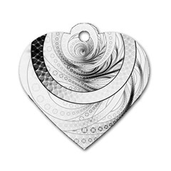 Enso, A Perfect Black And White Zen Fractal Circle Dog Tag Heart (one Side) by jayaprime