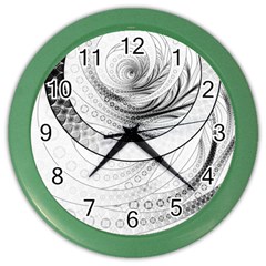 Enso, A Perfect Black And White Zen Fractal Circle Color Wall Clocks by jayaprime