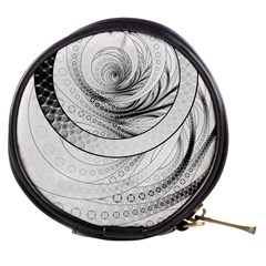 Enso, A Perfect Black And White Zen Fractal Circle Mini Makeup Bags by jayaprime