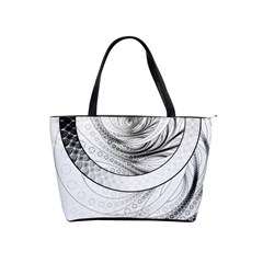 Enso, A Perfect Black And White Zen Fractal Circle Shoulder Handbags by jayaprime