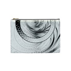 Enso, A Perfect Black And White Zen Fractal Circle Cosmetic Bag (medium)  by jayaprime