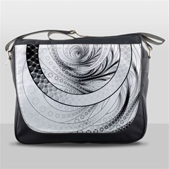 Enso, A Perfect Black And White Zen Fractal Circle Messenger Bags by jayaprime