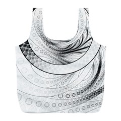 Enso, A Perfect Black And White Zen Fractal Circle Full Print Recycle Bags (l)  by jayaprime