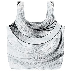 Enso, A Perfect Black And White Zen Fractal Circle Full Print Recycle Bags (l)  by jayaprime