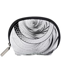 Enso, A Perfect Black And White Zen Fractal Circle Accessory Pouches (small)  by jayaprime