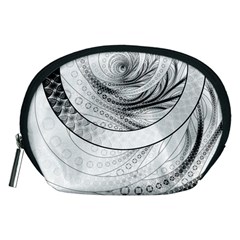 Enso, A Perfect Black And White Zen Fractal Circle Accessory Pouches (medium)  by jayaprime