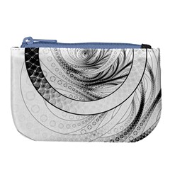 Enso, A Perfect Black And White Zen Fractal Circle Large Coin Purse by jayaprime