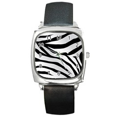 White Tiger Skin Square Metal Watch by BangZart