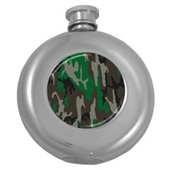 Army Green Camouflage Round Hip Flask (5 Oz) by BangZart