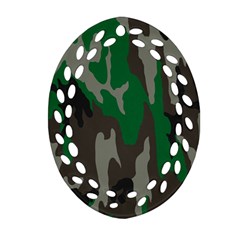 Army Green Camouflage Oval Filigree Ornament (two Sides) by BangZart