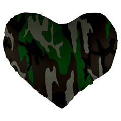 Army Green Camouflage Large 19  Premium Heart Shape Cushions by BangZart