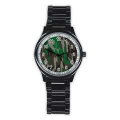 Army Green Camouflage Stainless Steel Round Watch by BangZart