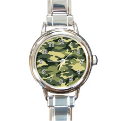 Camouflage Camo Pattern Round Italian Charm Watch by BangZart