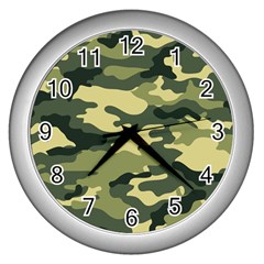 Camouflage Camo Pattern Wall Clocks (silver)  by BangZart