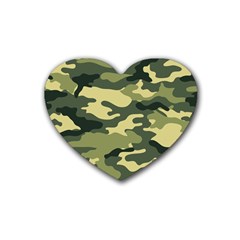 Camouflage Camo Pattern Rubber Coaster (heart)  by BangZart