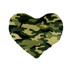 Camouflage Camo Pattern Standard 16  Premium Flano Heart Shape Cushions by BangZart