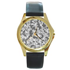 Camouflage Patterns Round Gold Metal Watch by BangZart