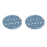 Space Rockets Pattern Cufflinks (Oval) Front(Pair)