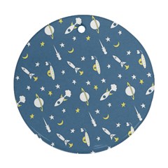 Space Rockets Pattern Round Ornament (two Sides) by BangZart