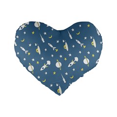 Space Rockets Pattern Standard 16  Premium Flano Heart Shape Cushions by BangZart