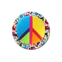 Peace Sign Animals Pattern Magnet 3  (round) by BangZart