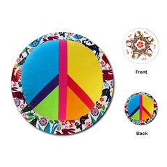 Peace Sign Animals Pattern Playing Cards (round)  by BangZart