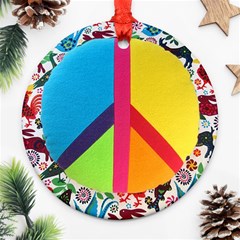 Peace Sign Animals Pattern Round Ornament (two Sides) by BangZart