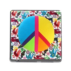 Peace Sign Animals Pattern Memory Card Reader (square) by BangZart