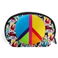 Peace Sign Animals Pattern Accessory Pouches (large)  by BangZart