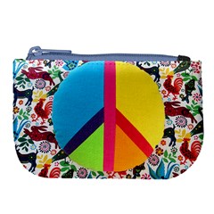 Peace Sign Animals Pattern Large Coin Purse