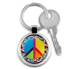 Peace Sign Animals Pattern Key Chains (round)  by BangZart