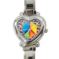 Peace Sign Animals Pattern Heart Italian Charm Watch by BangZart