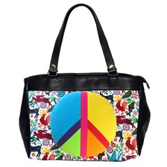 Peace Sign Animals Pattern Office Handbags (2 Sides)  by BangZart