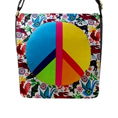 Peace Sign Animals Pattern Flap Messenger Bag (l)  by BangZart