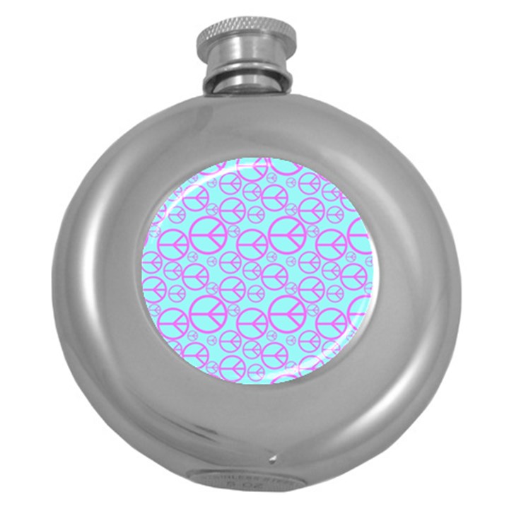 Peace Sign Backgrounds Round Hip Flask (5 oz)