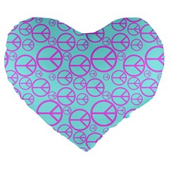 Peace Sign Backgrounds Large 19  Premium Flano Heart Shape Cushions by BangZart