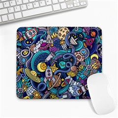 Cartoon Hand Drawn Doodles On The Subject Of Space Style Theme Seamless Pattern Vector Background Large Mousepads by BangZart