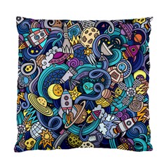 Cartoon Hand Drawn Doodles On The Subject Of Space Style Theme Seamless Pattern Vector Background Standard Cushion Case (two Sides)