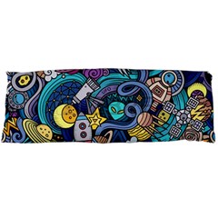 Cartoon Hand Drawn Doodles On The Subject Of Space Style Theme Seamless Pattern Vector Background Body Pillow Case Dakimakura (two Sides) by BangZart