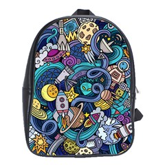 Cartoon Hand Drawn Doodles On The Subject Of Space Style Theme Seamless Pattern Vector Background School Bags (xl)  by BangZart