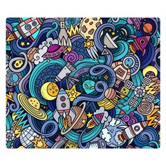 Cartoon Hand Drawn Doodles On The Subject Of Space Style Theme Seamless Pattern Vector Background Double Sided Flano Blanket (small)  by BangZart