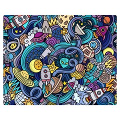 Cartoon Hand Drawn Doodles On The Subject Of Space Style Theme Seamless Pattern Vector Background Double Sided Flano Blanket (medium)  by BangZart