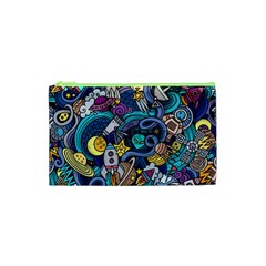 Cartoon Hand Drawn Doodles On The Subject Of Space Style Theme Seamless Pattern Vector Background Cosmetic Bag (xs) by BangZart