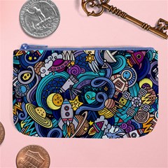 Cartoon Hand Drawn Doodles On The Subject Of Space Style Theme Seamless Pattern Vector Background Large Coin Purse