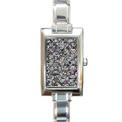 Alien Crowd Pattern Rectangle Italian Charm Watch by BangZart